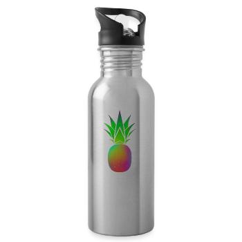 Pineapple rainbow eat fruit - Water bottle with straw - silver - Right