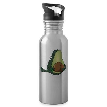 Funny Avocado Gift T-Shirt - Water bottle with straw - silver - Right