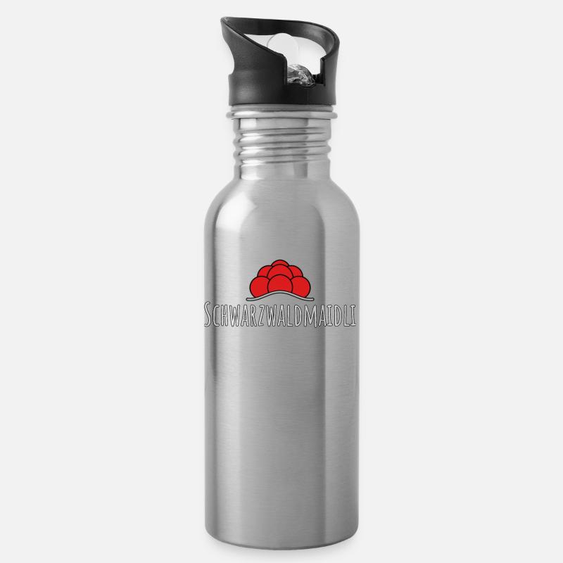 Schwarzwaldmaidli Schwarzwald - Trinkflasche mit integriertem Trinkhalm - Lightsilver