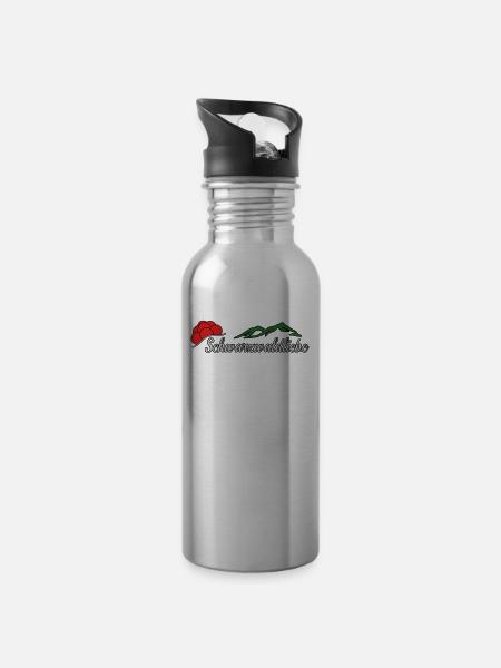 Schwarzwaldliebe Schwarzwald - Trinkflasche mit integriertem Trinkhalm - Lightsilver