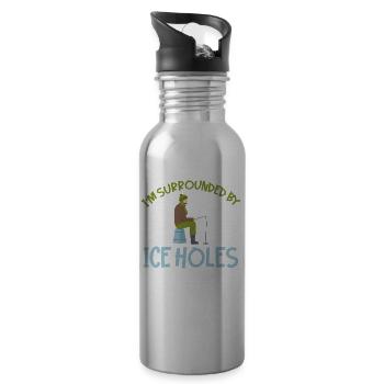 Eisfischen Fischen Angeln Angler Ice fishing - Trinkflasche mit integriertem Trinkhalm - Lightsilver - Rechts