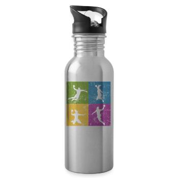 HANDBALL Handballer Sport - Trinkflasche mit integriertem Trinkhalm - Lightsilver - Rechts