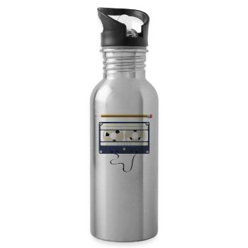 90er 80er Kassette Musik Retro Stift Bleistift - Trinkflasche mit integriertem Trinkhalm - Lightsilver - Rechts