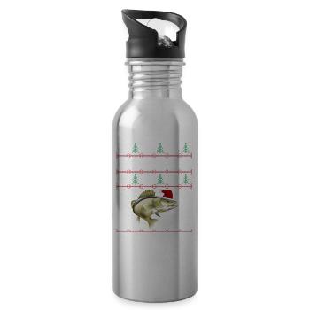 Merry Fishmas Anglershirt Zander Weihnachten - Trinkflasche mit integriertem Trinkhalm - Lightsilver - Rechts
