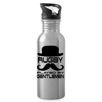Rugby spielen Gentlemen Sport Hut Bart Männer - Trinkflasche mit integriertem Trinkhalm - Lightsilver - Rechts