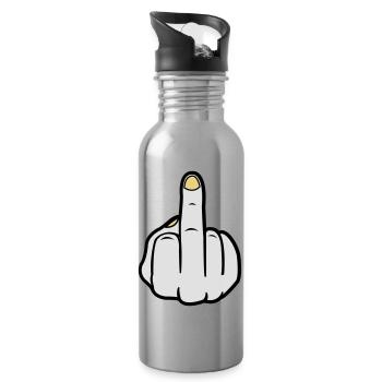 mittelfinger_colors - Trinkflasche mit integriertem Trinkhalm - Lightsilver - Rechts