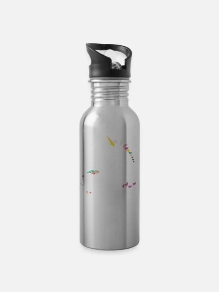 Exhale Unicorn - Water bottle with straw - silver