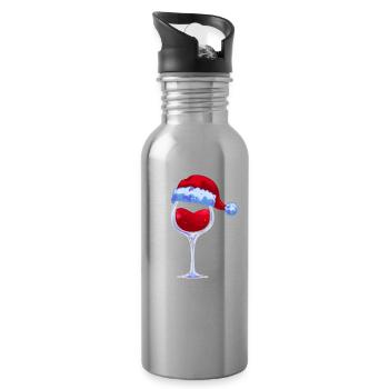 Vin verre à vin père noël chapeau de noël - Gourde avec paille intégrée - argent clair - Droite