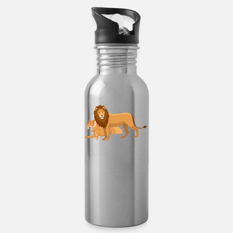 lion 2404290 1280 - Trinkflasche mit integriertem Trinkhalm - Lightsilver