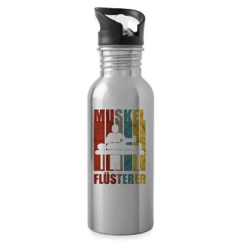 Physiotherapie Muskel Flüsterer Physio Geschenk - Trinkflasche mit integriertem Trinkhalm - Lightsilver - Rechts