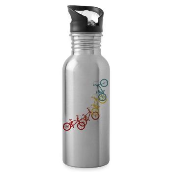 BMX Sayings Biker Biker Retro Stunt Gift - Water bottle with straw - silver - Right