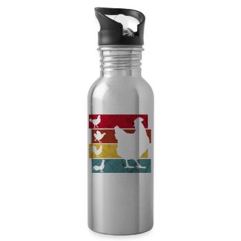 Poulets Poulet Poulet Farmer Gift - Gourde avec paille intégrée - argent clair - Droite