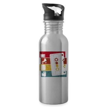 90er Jahre Outfit 90s Party Kostüm Spruch Geschenk - Trinkflasche mit integriertem Trinkhalm - Lightsilver - Rechts