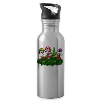 Hippie Champignons Psychédélique Festival - Gourde avec paille intégrée - argent clair - Droite