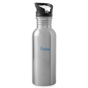 Fischen Angeln Fisch Fischer Angler - Trinkflasche mit integriertem Trinkhalm - Lightsilver - Rechts