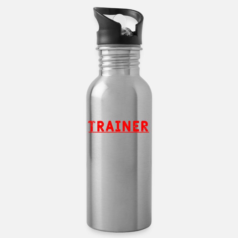 Ich bin der Trainer Spruch - Trinkflasche mit integriertem Trinkhalm - Lightsilver
