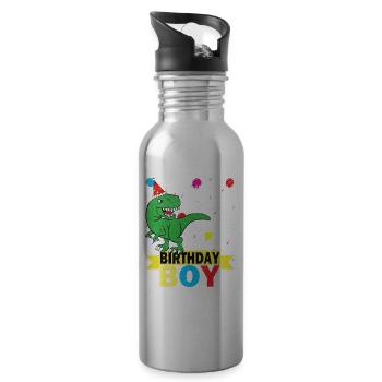 4 Jahre alt Geburtstag Dinosaurier T-Shirt - Trinkflasche mit integriertem Trinkhalm - Lightsilver - Rechts