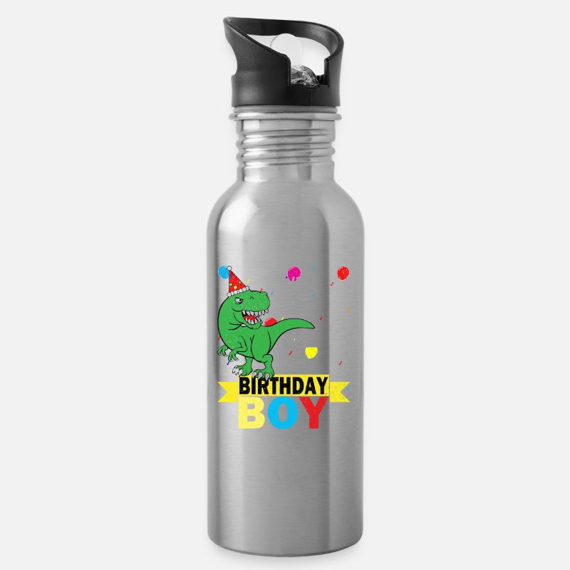 Tee-shirt dinosaure anniversaire 4 ans - Gourde avec paille intégrée - argent clair
