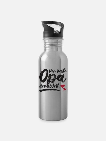 Der beste Opa der Welt - Trinkflasche mit integriertem Trinkhalm - Lightsilver