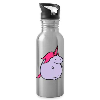 fat_unicorn_02 - Trinkflasche mit integriertem Trinkhalm - Lightsilver - Rechts