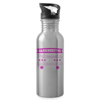 Handballer Frauen Handball Mannschaft Geschenk - Trinkflasche mit integriertem Trinkhalm - Lightsilver - Rechts