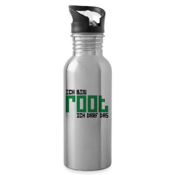 Ich bin root ich darf das Hacker Nerd Admin Shirt - Trinkflasche mit integriertem Trinkhalm - Lightsilver - Rechts