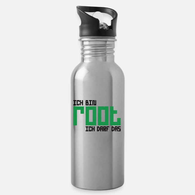 Ich bin root ich darf das Hacker Nerd Admin Shirt - Trinkflasche mit integriertem Trinkhalm - Lightsilver