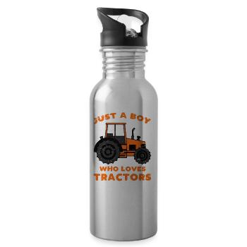 Tractor boy tractors saying gift - Water bottle with straw - silver - Right