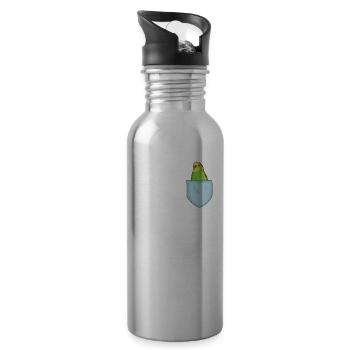 Perruche poitrine poche mignon oiseau animal de compagnie - Gourde avec paille intégrée - argent clair - Droite