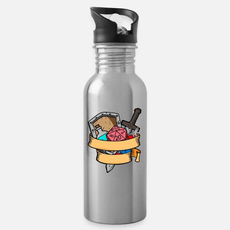 Würfelspiel Würfel Geschenk - Trinkflasche mit integriertem Trinkhalm - Lightsilver