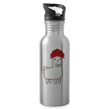 Schwarzwald Lama Alpaka - Schwarzwald Mädel Bub - Trinkflasche mit integriertem Trinkhalm - Lightsilver - Rechts