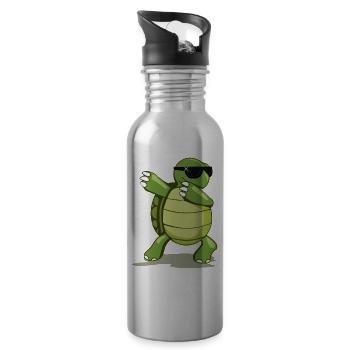 Dabbing Schildkröte mit Sonnenbrille - Trinkflasche mit integriertem Trinkhalm - Lightsilver - Rechts