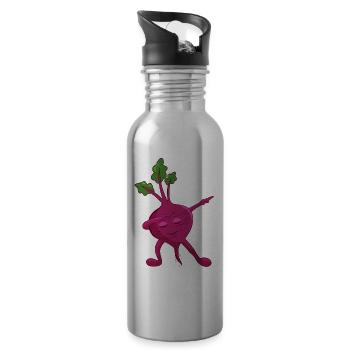 Dabbing beetroot - Water bottle with straw - silver - Right