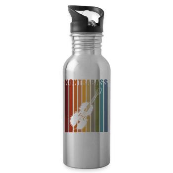 Kontrabass Orchester Big Band Musik Geschenk - Trinkflasche mit integriertem Trinkhalm - Lightsilver - Rechts