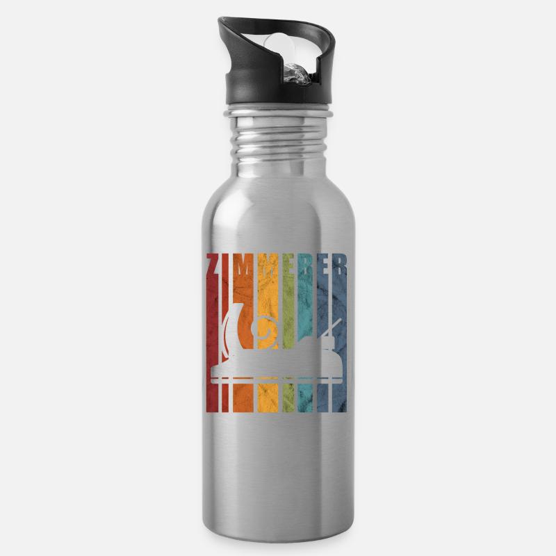 Zimmerer Zimmermann Handwerker Geschenk - Trinkflasche mit integriertem Trinkhalm - Lightsilver