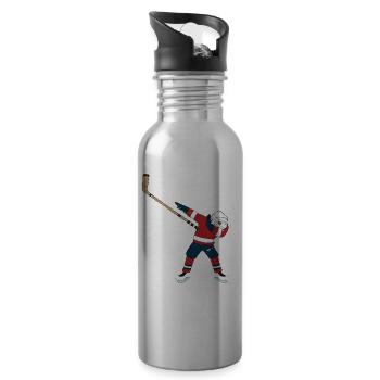 Hockeyspieler Hockey Dabbing Dab - Trinkflasche mit integriertem Trinkhalm - Lightsilver - Rechts