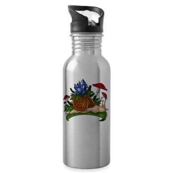 Cristaux Escargot Nature - Gourde avec paille intégrée - argent clair - Droite