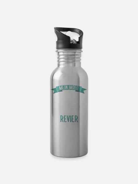 Mofa Moped Motorrad Zweitakt lustig Spruch - Trinkflasche mit integriertem Trinkhalm - Lightsilver