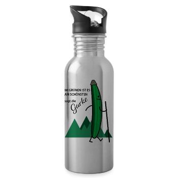 Wandernde Gurke (c) - Trinkflasche mit integriertem Trinkhalm - Lightsilver - Rechts