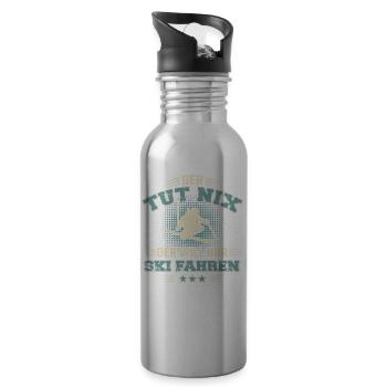 Lustiger Ski Wintersport Skifahrer Spruch Geschenk - Trinkflasche mit integriertem Trinkhalm - Lightsilver - Rechts