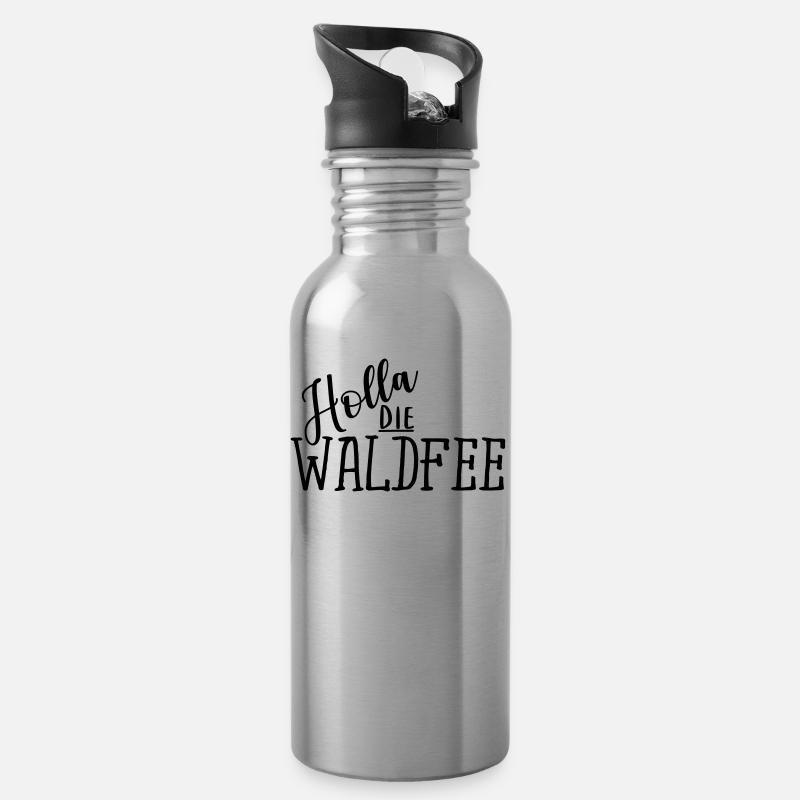 Holla die Waldfee Lustig Spruch Witzig Ausruf - Trinkflasche mit integriertem Trinkhalm - Lightsilver