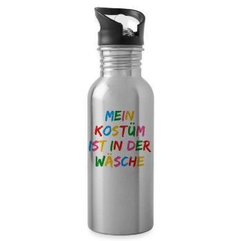 Mein Kostüm ist in der Wäsche Karneval Fasching - Trinkflasche mit integriertem Trinkhalm - Lightsilver - Rechts