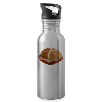 Leberkas Semmel Bayern Leberkäse Fleischkäse - Trinkflasche mit integriertem Trinkhalm - Lightsilver - Rechts