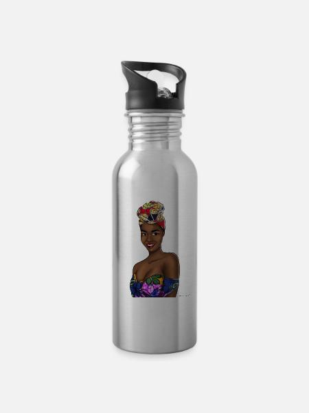 ankara babe - Trinkflasche mit integriertem Trinkhalm - Lightsilver