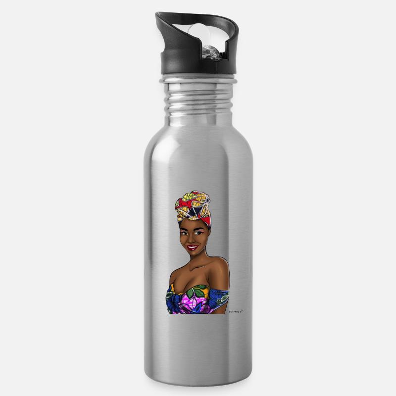 ankara babe - Water bottle with straw - silver