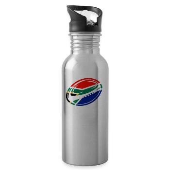 Cadeau motif rugby Afrique du Sud - Gourde avec paille intégrée - argent clair - Droite