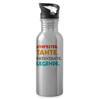 Patentante Lieblingstante Taufpatin Geschenk & Tau - Trinkflasche mit integriertem Trinkhalm - Lightsilver - Rechts
