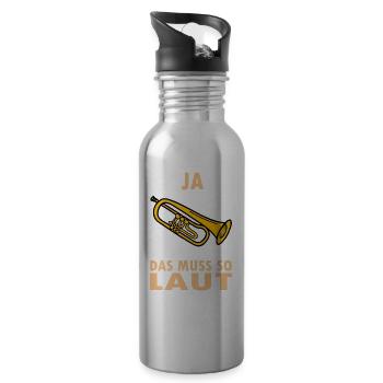Ja das muss so laut Trompetenspieler - Trinkflasche mit integriertem Trinkhalm - Lightsilver - Rechts