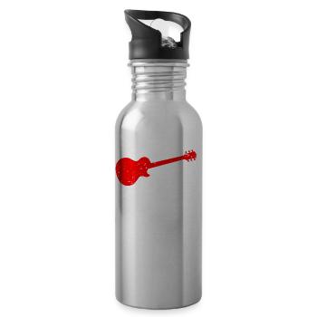 Gitarre Gitarrist - Trinkflasche mit integriertem Trinkhalm - Lightsilver - Rechts