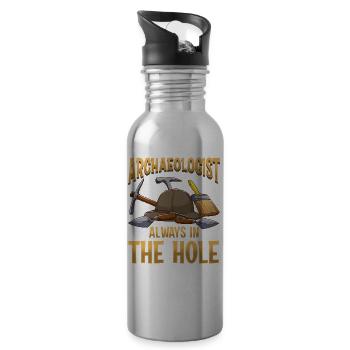 Archaeologist Always in the Hole Archaeologist - Water bottle with straw - silver - Right
